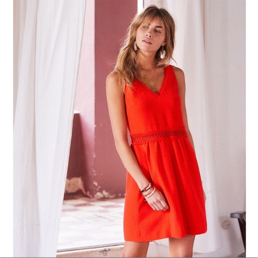 Sleeveless V-Neck Red Summer Dress